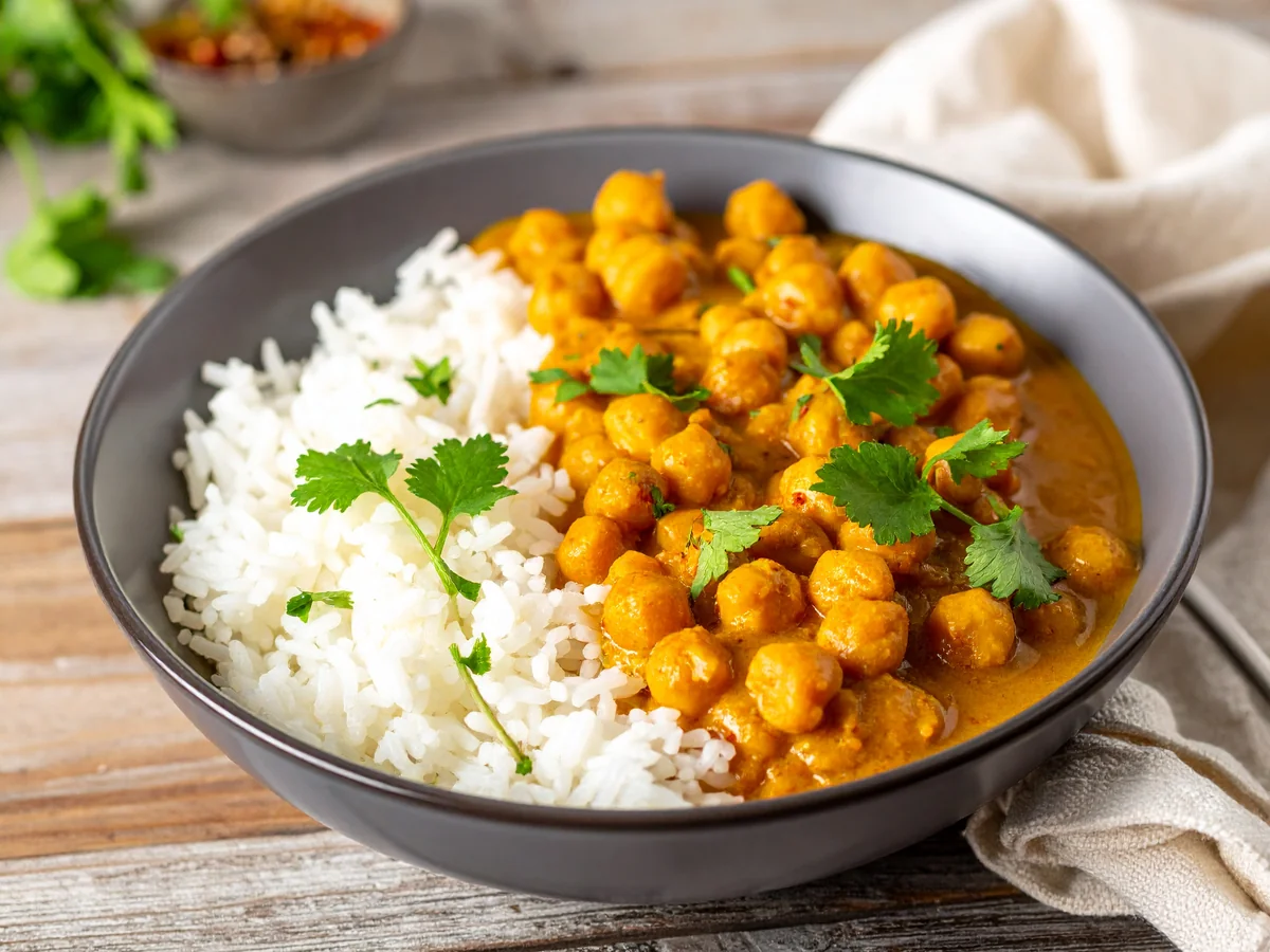 Kichererbsen-Curry mit Reis