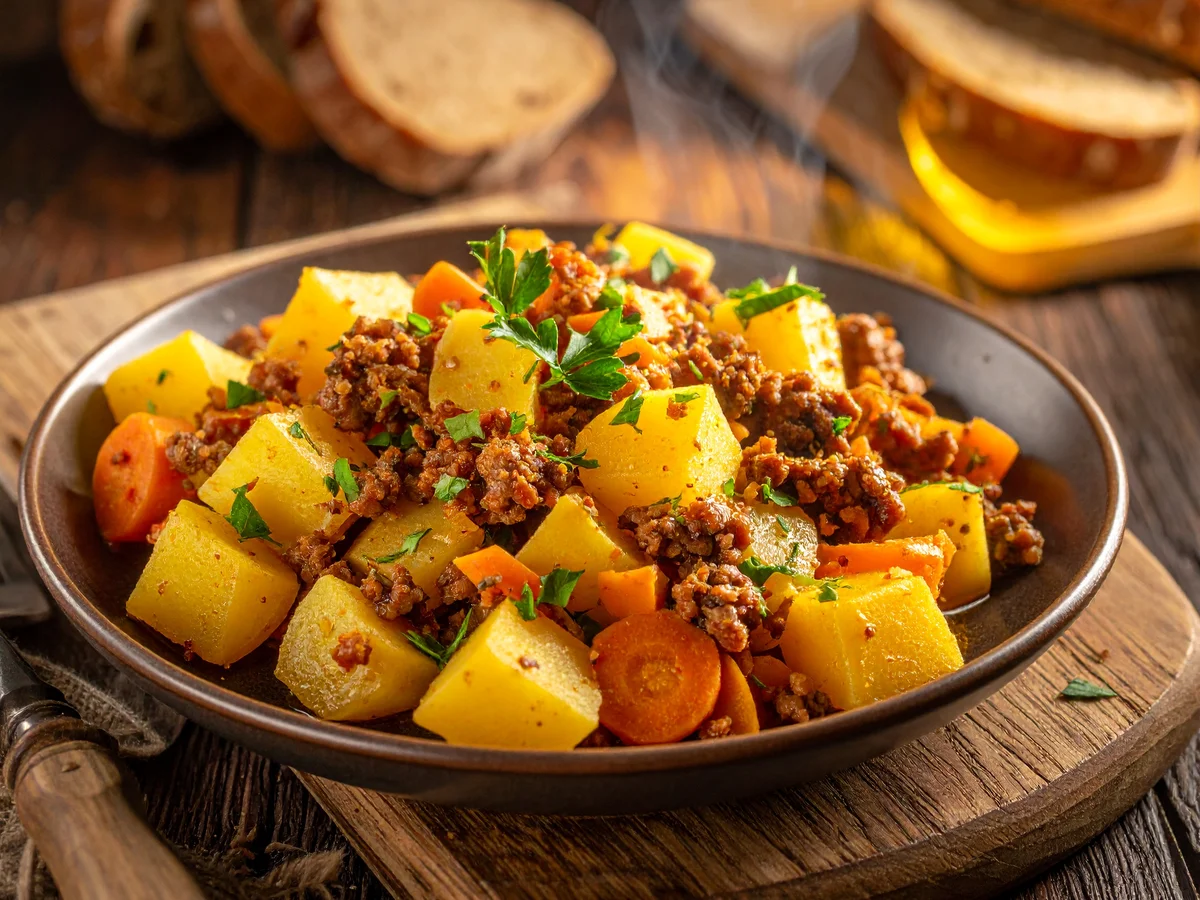 Steckrübeneintopf mit Hackfleisch