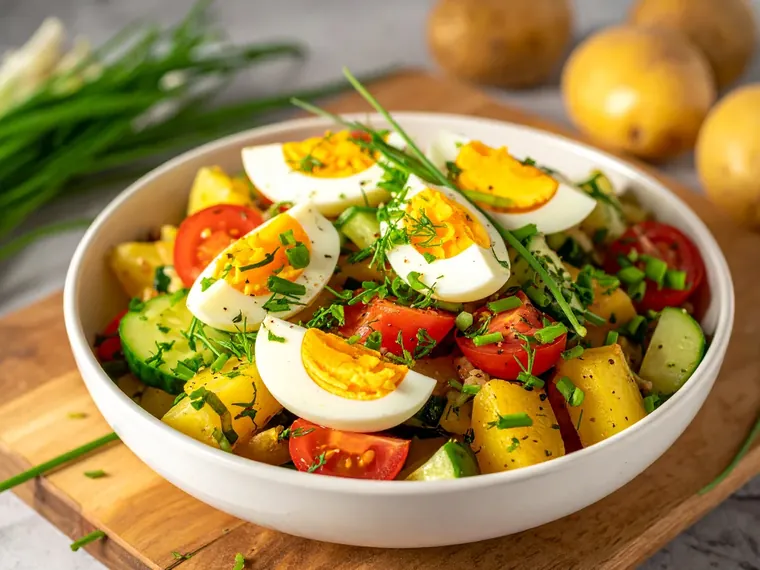 Bauernsalat mit Kartoffeln und Ei