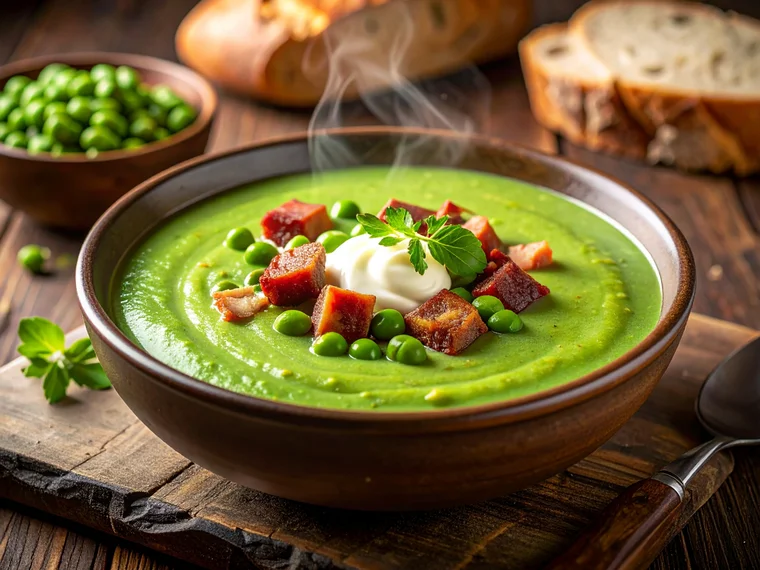 Erbsensuppe mit Speck und Würstchen