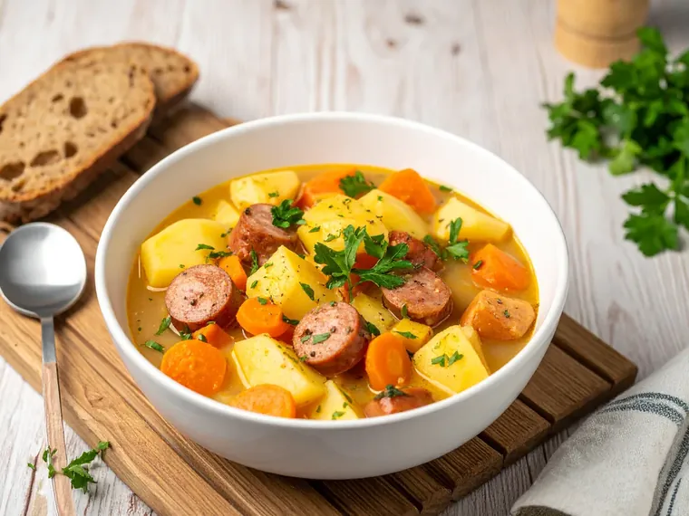 Kartoffel-Möhren-Eintopf mit Würstchen