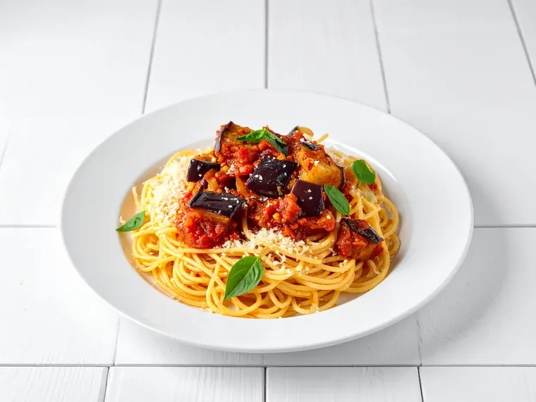 Pasta mit Auberginen-Tomaten-Soße