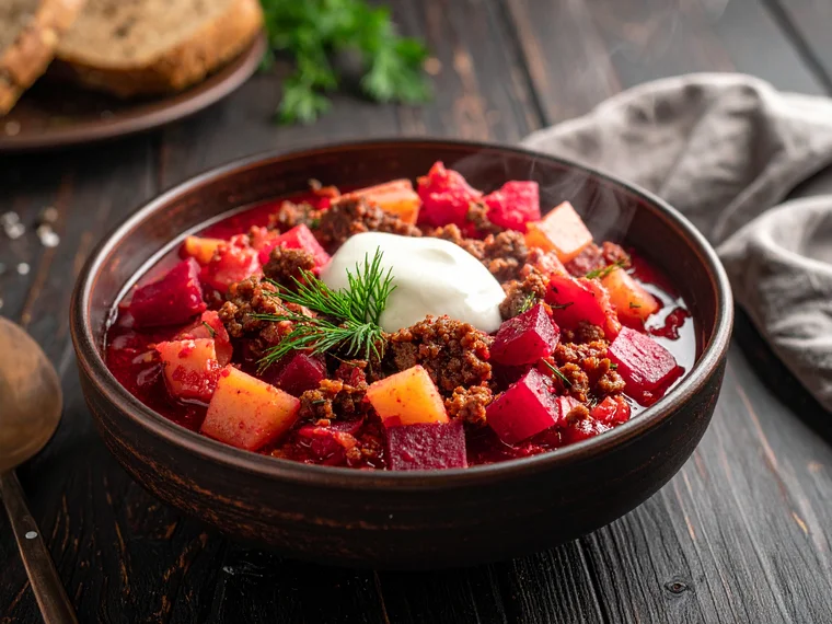Rote-Bete-Eintopf mit Hackfleisch